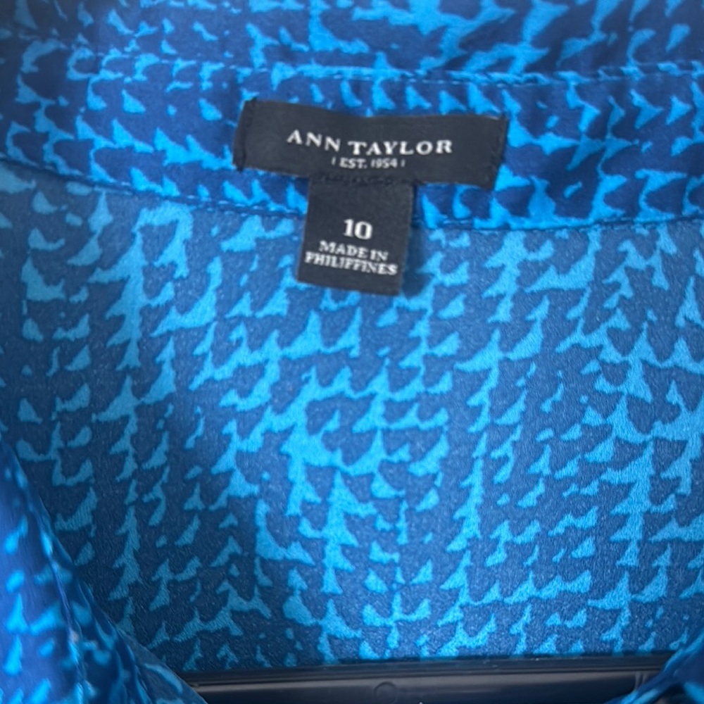 Ann Taylor Blue Patterned Blouse - image 2